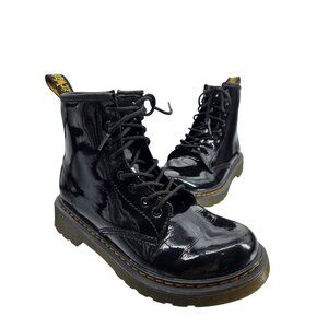 Dr. Martens 1460 J Black Patent Leather Boots Size 2 US Youth